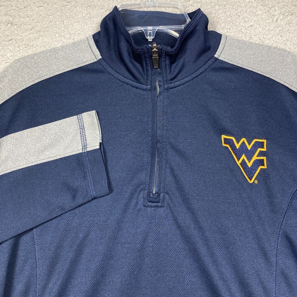 West Virginia‎ Mountaineers 1/4 Zip Pullover Adult Medium Blue Lightweight